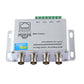 4-channel passive video balun back with BNC ports and wiring label