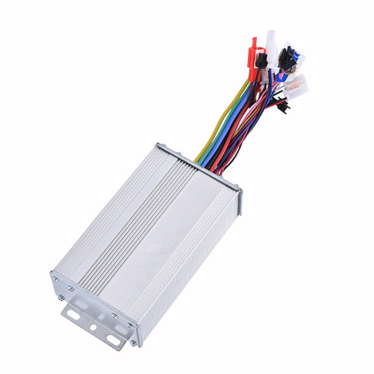 Electric vehicle controller with silver finned case and multicolor wiring pigtail connectors