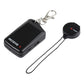 Black anti-lost receiver alarm with lanyard, metal key ring, and clasp