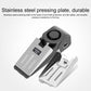 Wedge door stop alarm with stainless steel pressing plate and top sensitivity button