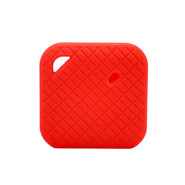 Red silicone smart tracker case close-up with textured surface and side cutouts