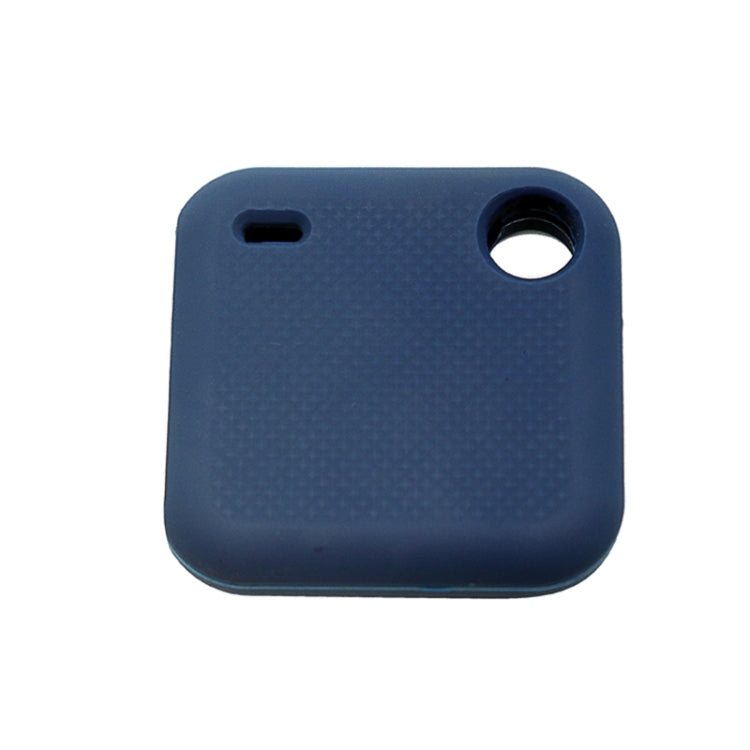 Blue silicone tracker case with circular opening and small side cutout