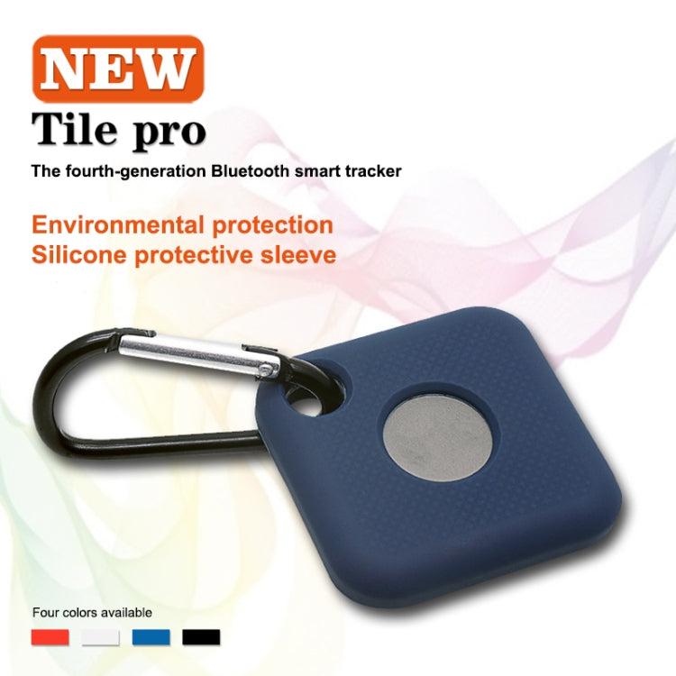 Blue silicone tracker case with metal hook and circular opening