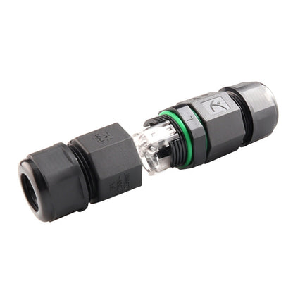 3-pin waterproof straight cable connector with black housing and green seal ring