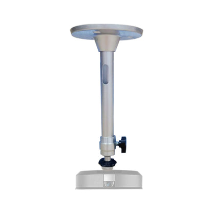 Aluminum projector bracket with round top, telescoping pole, and black side control knob