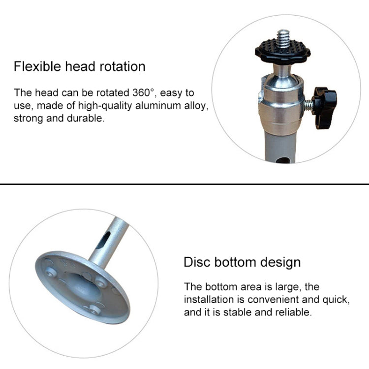 Aluminum projector bracket showing flexible head rotation joint and mounting hardware