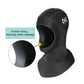 Black neoprene diving hood with open ear cutout and rubber-lined panel detail inset