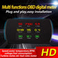 Car HUD head-up display showing multi-metric readings with red, yellow, green indicators