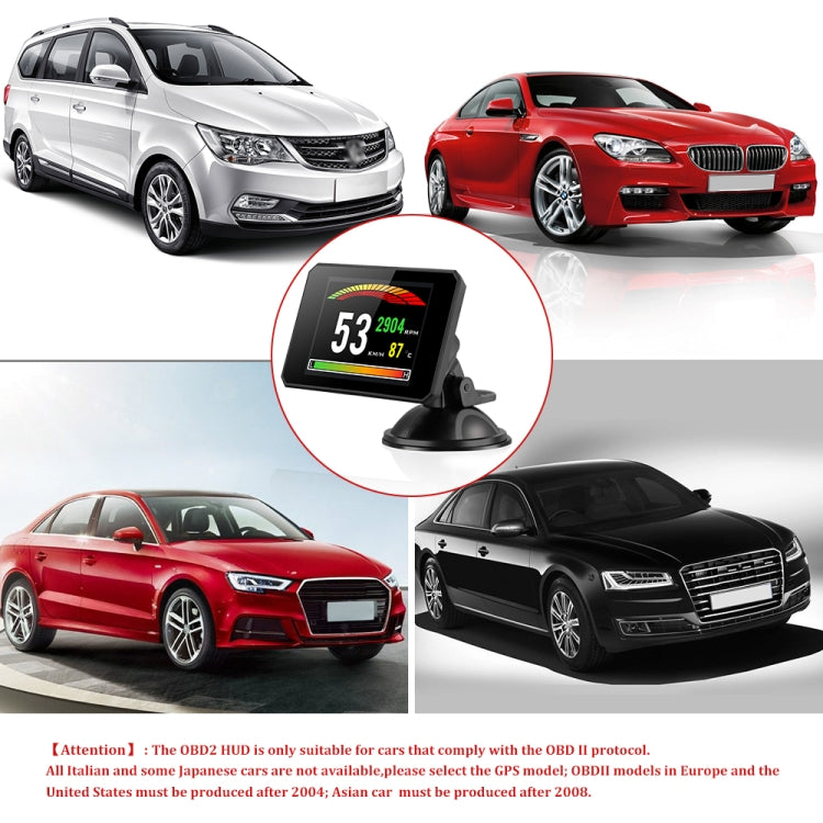 Car HUD head-up display shown on different cars with a speed readout