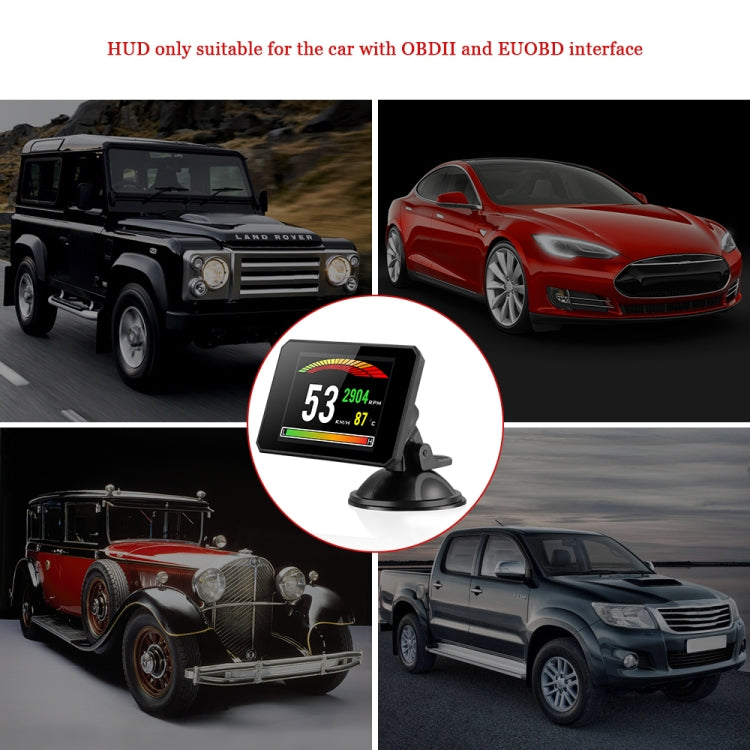 Car HUD head-up display on various vehicles with speed 53 readout