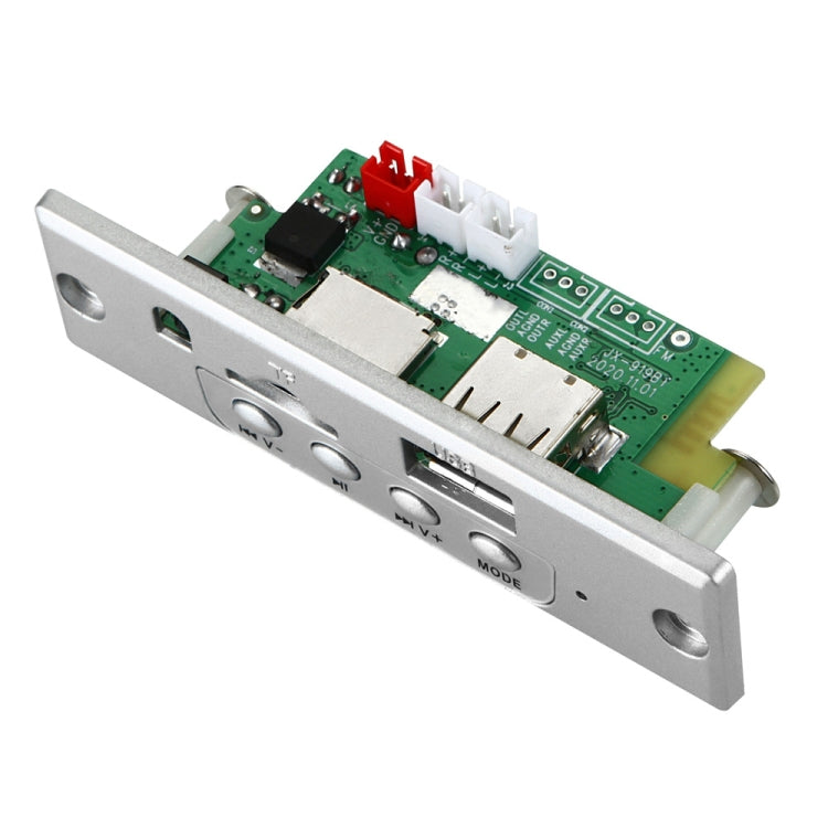 Car 12V audio MP3 decoder board with Bluetooth, visible side connectors and port openings