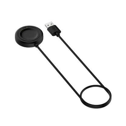 Black magnetic watch charger cable with USB plug and round charging dock, 1 m