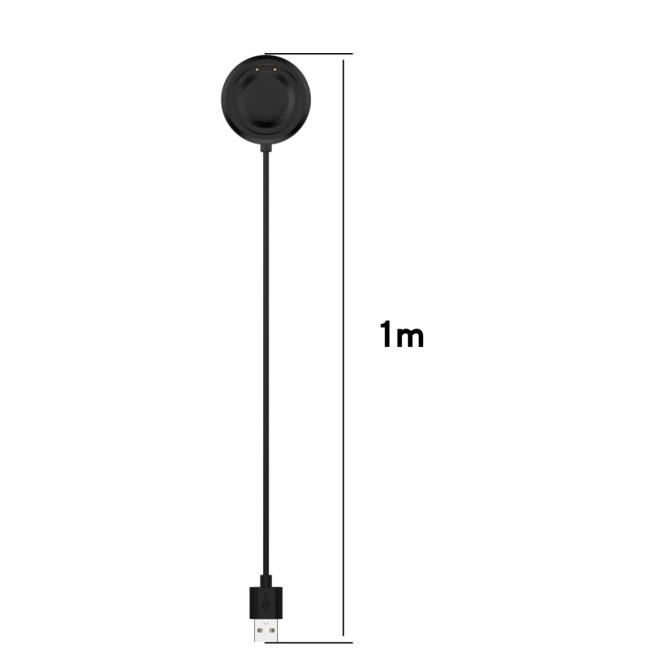 1 m black charging cable with round magnetic dock and USB-A connector