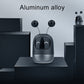 Black and silver cartoon robot air vent aromatherapy diffuser with arched eyes and clip base.