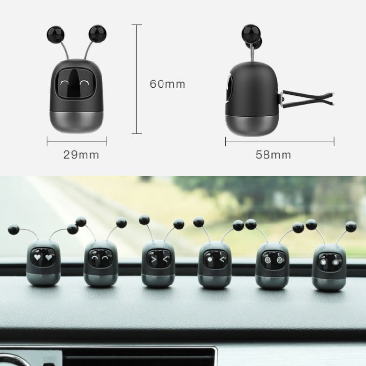 Black robot car air outlet aromatherapy device with product size measurements