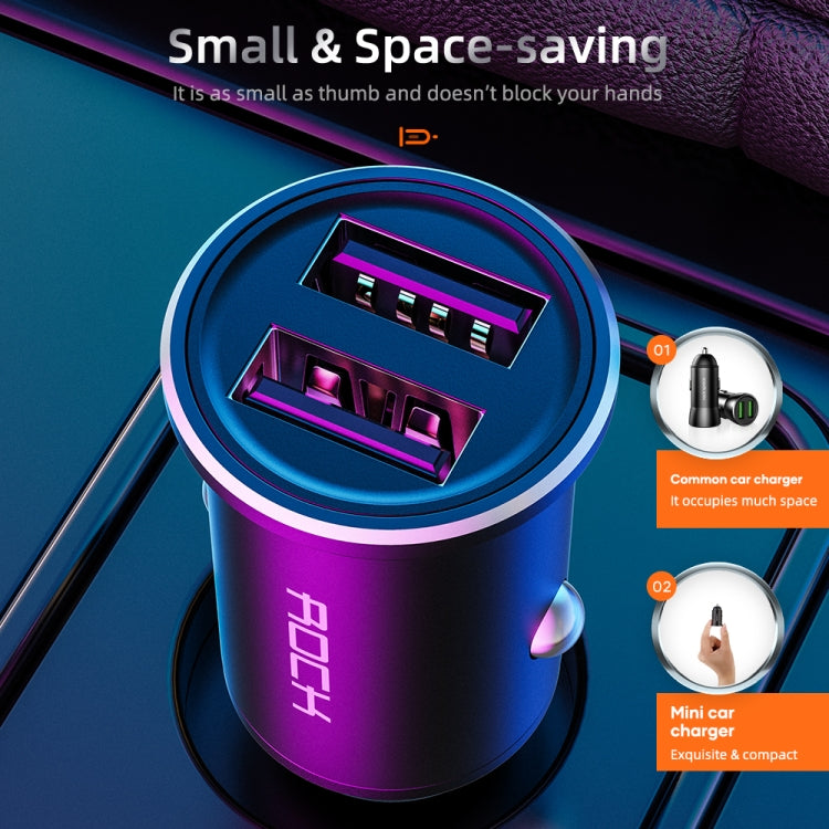 Purple gradient mini dual USB car charger with two USB ports
