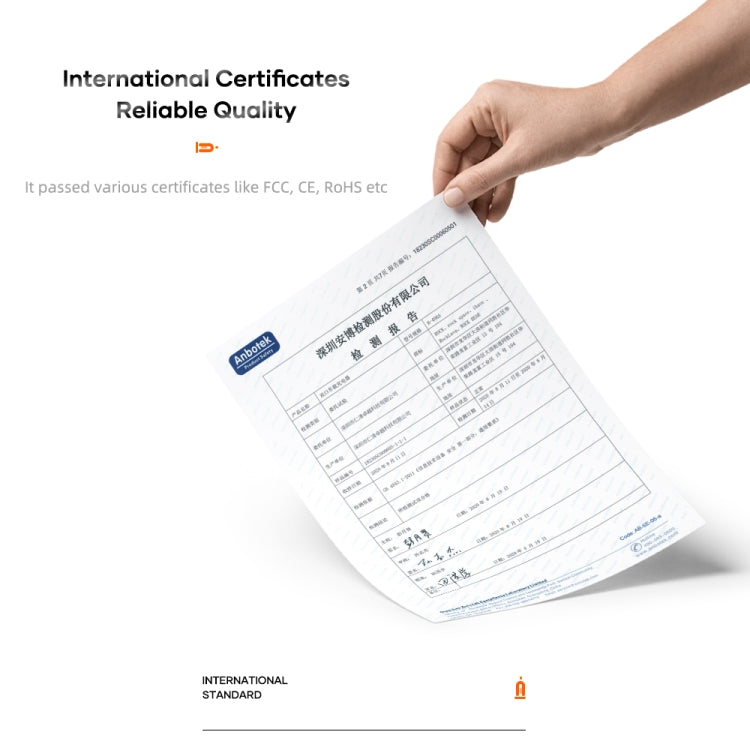 Quality certification document for car charger with compliance information