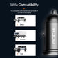 Black mini dual USB car charger with metal cap, compact cylinder body