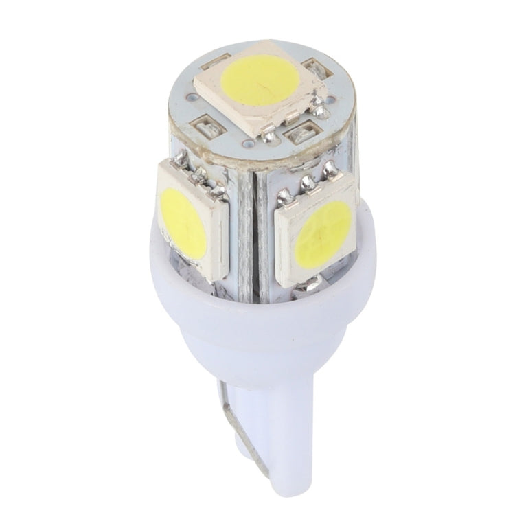 White T10/T5 LED turn signal bulb with SMD LED chips and wedge-style base