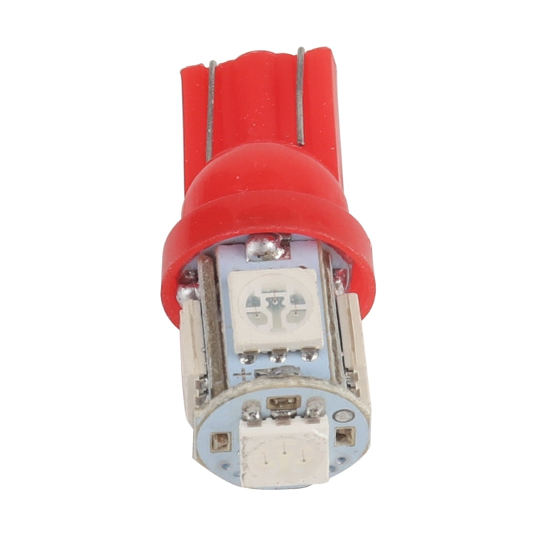 Red T10 LED indicator bulb with clear double-chip lens and red plastic base