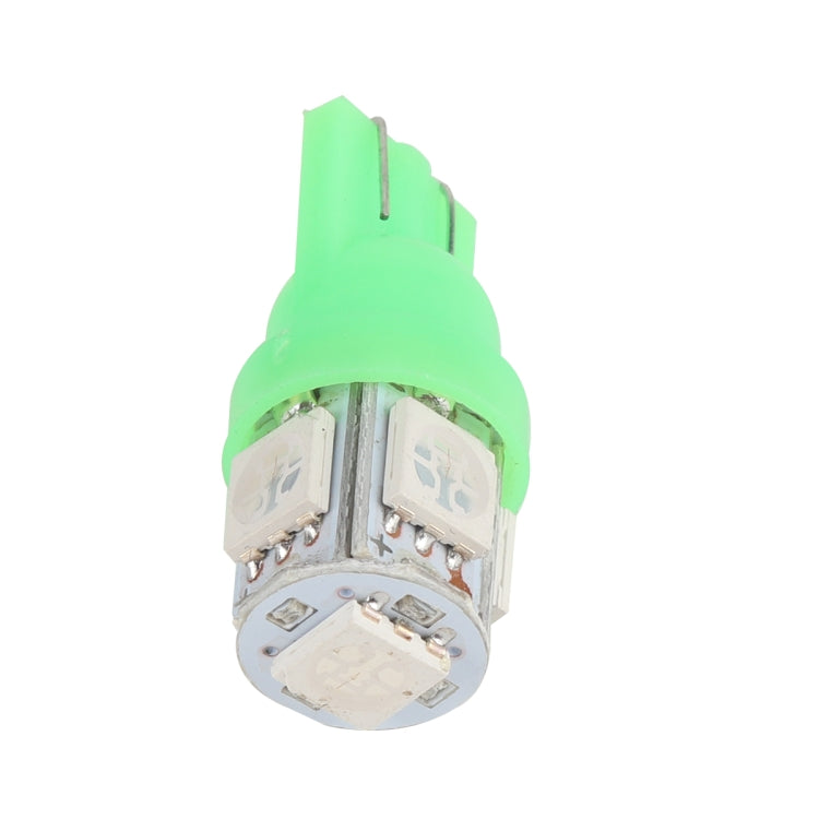 Green T10 LED indicator bulb with clear double-chip lens and green plastic base
