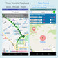 GPS locator geo-fence map screen with safety and range markers