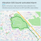 GPS tracker vibration SOS alarm feature shown with route map