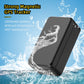 Black waterproof magnetic GPS tracker with splash scene around the device