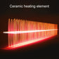 Ceramic heating element glowing red with heat lines for a car heater fan