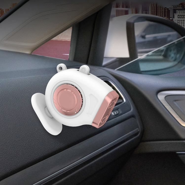 White portable car dashboard electric heater defroster with pink center and side grips