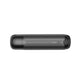 Compact handheld vacuum cleaner, dark gray body with vented grip and power switch