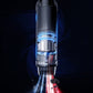 Handheld vacuum cleaner cutaway view showing internal airflow path, dark gray housing