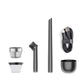 Car vacuum cleaner accessories set: crevice tool, hose, cup filter, and charging cable