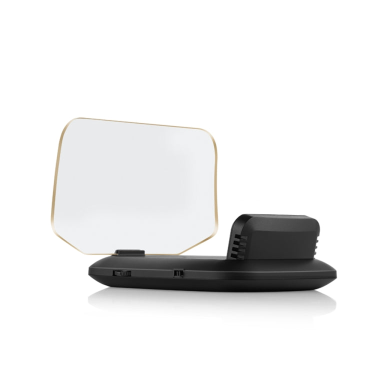 Car head-up display HUD unit with transparent projection screen and black base mount