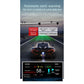 Car HUD head-up display projecting speed and navigation arrows onto the road view