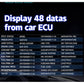 Car HUD head-up display displaying 48 car ECU data fields list
