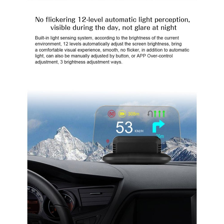Car HUD head-up display showing speed 53 and distance lane/turn indicators