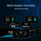 Car head-up display with multiple metric screens for speed and travel info
