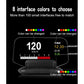 Car HUD head-up display with digital speed and time readouts on a tinted screen
