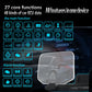 Car HUD interface featuring icons for OBD vehicle data, alarms, and driving tests