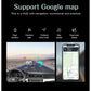 HUD navigation display with Google Maps map view and projected road guidance in car