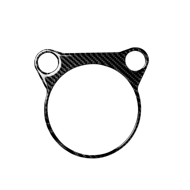 Carbon fiber gear console panel sticker with circular cutout and two mounting holes