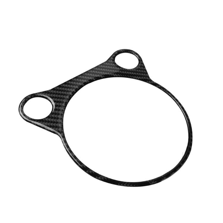 Carbon fiber gear console panel sticker with oval cutout and two mounting holes