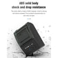 Compact 58mm thermal receipt printer with rugged dark housing and open paper tray