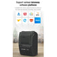 Black mini thermal Bluetooth printer standing front-facing with paper exit opening