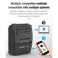 Portable thermal receipt printer with open lid, showing Bluetooth printing concept