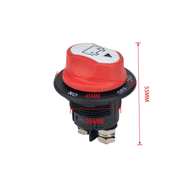 Car battery disconnect switch with size callouts: 45mm and 29mm