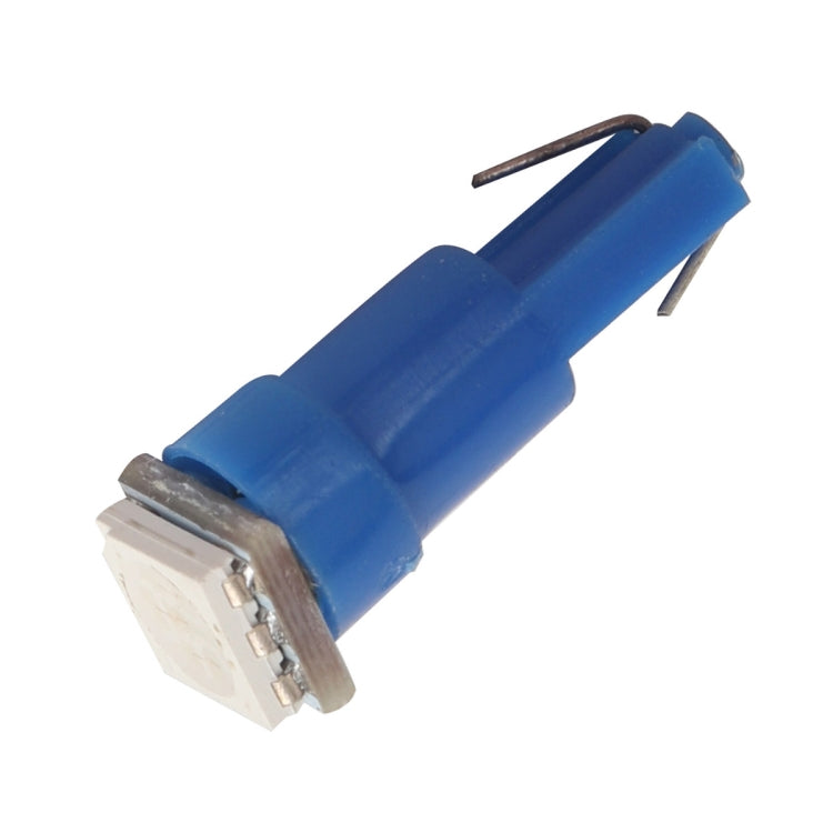 Blue T5 1-LED SMD bulb with two-wire leads and metal side base