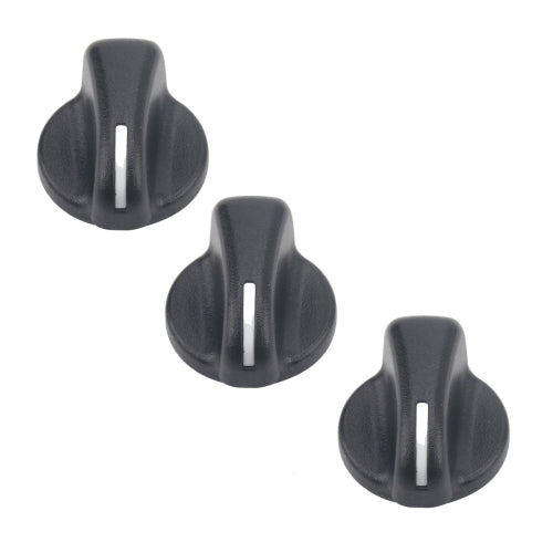 Set of 3 dark gray air vent control knobs with white indicator slots