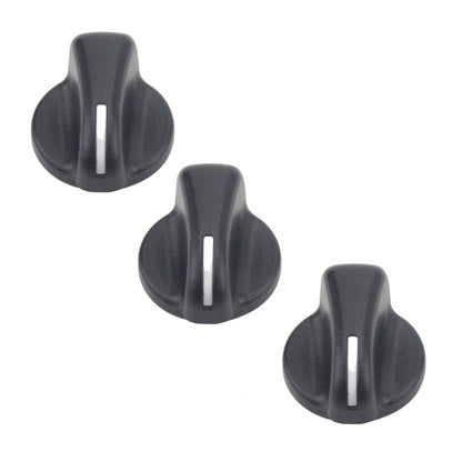 Set of 3 dark gray air vent control knobs with white indicator slots